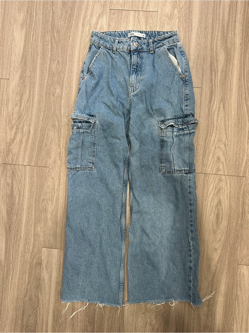 ZARA Wide-Leg Cargo Denim Jeans - Women